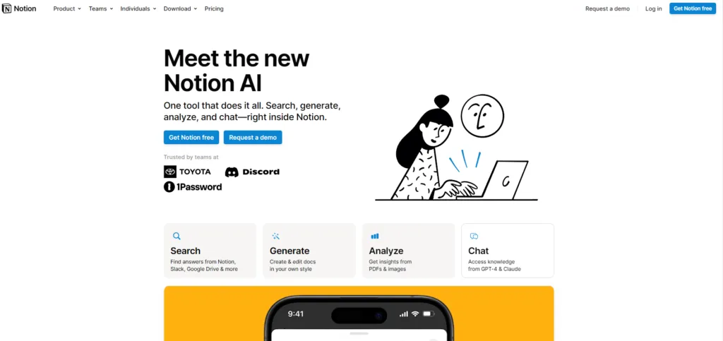 Notion tools website ai